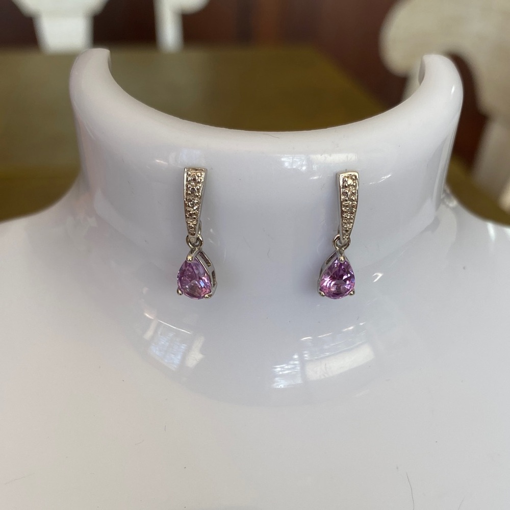925 Silver and Amethyst Drop Earrings